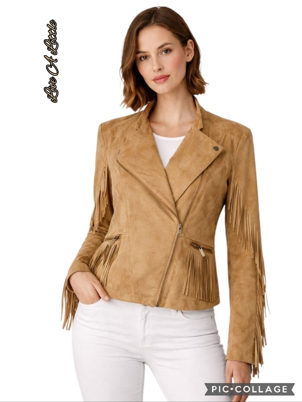 Live A Little jacket fringe western boho cowgirl festival diag zip nwt sz xl